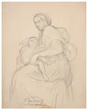 Etude pour une Vierge à l'Enfant by Louis Janmot, Crayon sur papier, sold Mar 2024