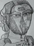 Untitled by Thota Vaikuntam, Charcoal on canvas, sold Jan 2013
