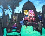 Untitled by Manu Parekh, Oil on board, sold Jan 2013