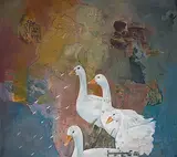 Passage to Mansarovar (Undercover) by Arunanshu Chowdhury, Oil on canvas, sold Jan 2013