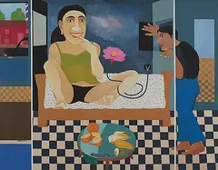 Untitled by Farhad Hussain, Gouache on cloth pasted on board, sold Jan 2013