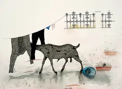 Second Skin - II by Jagannath Panda, Watercolour, pencil and fabric on paper, sold Jan 2013