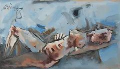 Untitled by M. F. Husain, Oil on canvas, sold Mar 2013