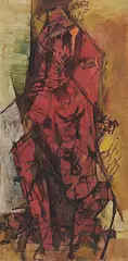 Mosaic Female by M. F. Husain, Oil on canvas, sold Mar 2013