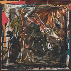 Structure by S. H. Raza, Acrylic on paper pasted on cardboard, sold Mar 2013