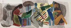 Untitled by M. F. Husain, Oil on canvas, sold Dec 2012