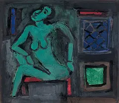 Untitled by S. H. Raza, Mixed media on paper, sold Dec 2012