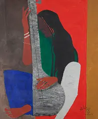 Untitled by M. F. Husain, Oil on canvas, sold Dec 2012