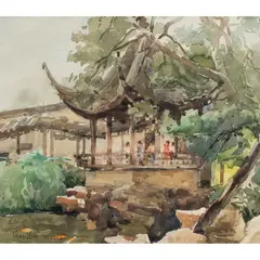 Untitled (Japanese Temple) by Theodore Wores, watercolor, sold Apr 2026
