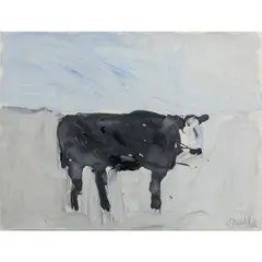 Untitled (Cow) by Theodore Waddell, 1983, oil and graphite on paper, sold Apr 2026