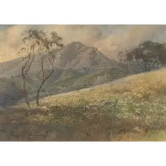View of Mount Tamalpais by Percy Gray, watercolor, sold Apr 2026