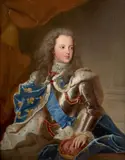 Portrait du roi Louis XV en armure by Charles Sevin de La Penaye, Huile sur toile, sold Nov 2024