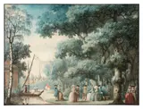 Scènes de réjouissance dans un parc by dit Carmontelle Louis Carrogis, Aquarelle gouachée sur trait de plume et encre noire, sold Nov 2024