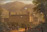 Vue de l'Escorial et Vue du Parque de El Retiro derrière la porte d'Alcalà, Madrid by Giuseppe Canella, View of the Escorial and View of the Paseo del Prado with the Cybele Fountain, Madrid, oil on canvas, a pair, signed, by, sold Nov 2024