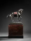 Cheval au pas by Isidore Bonheur, Bronze à patine brune, partiellement plâtré au niveau du tapis de selle, sold Nov 2024