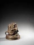 Deux jeunes lions by Antoine-Louis Barye, Bronze à patine mordoré, sold Nov 2024