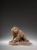 Lion étreignant une gazelle by Christophe Fratin, Terre cuite originale, sold Nov 2024