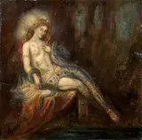 Déesse au rocher by Gustave Moreau, Huile sur panneau, sold Nov 2024