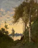 Femme au bord de l’eau by Paul Désiré Trouillebert, Huile sur toile, sold Nov 2024