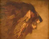 Tête de lion by Henri Deluermoz, Camaïeu brun sur papier, sold Nov 2024