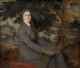Portrait de Mademoiselle Odile Chedanne, fille de l'architecte Georges Chedanne, en amazone by Adolphe Déchenaud, Huile sur toile (Toile d'origine), sold Nov 2024