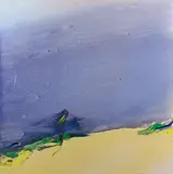 Bleu et jaune coules, Kiyoharu by Olivier Debré, 1991, Huile et collage sur toile, sold Dec 2024