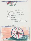 Roue by Pierre Alechinsky, 1971, Pastels gras et encre sur papier, sold Dec 2024