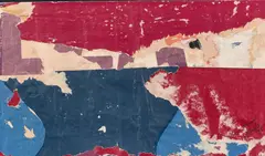 L'horizontale au signe mauve by Jacques de la Villeglé, 1965, Affiches lacérées sur carton, sold Dec 2024