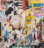 Rue des 2 Vincent by Jacques de la Villeglé, 1988, Affiches lacérées marouflées sur toile, sold Dec 2024