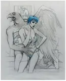 Bleu Sang by Enki Bilal, Mine de plomb, pastel et crayon gras, sold Dec 2024