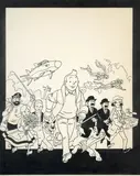 Tintin et le lac aux requins by Hergé, Encre de Chine et crayon pour une, sold Dec 2024