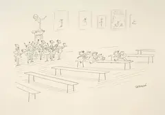 Les ballerines font de l’athlétisme by Jean-Jacques Sempé, Encre de Chine sur papier pour une, sold Dec 2024