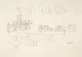 Les ballerines font de l’athlétisme by Jean-Jacques Sempé, Encre de Chine sur papier pour une, sold Dec 2024