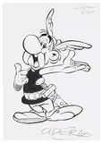 Astérix by Albert Uderzo, Encre de Chine sur papier pour un portrait en pied d’Astérix., sold Dec 2024