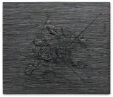 Sans titre (Vibración negra y azul) by Jesús Rafael Soto, 1959, Huile et tiges de métal peintes sur panneau de bois, sold Oct 2024