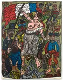 La Raie Publique, en avant ! Mal dessinée by Robert Combas, 1986, Acrylique sur tissu, sold Oct 2024