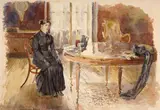 La Toussaint seule : autoportrait de Marie Bracquemond assise by Marie Bracquemond, Aquarelle sur traits de crayon, sold Apr 2024