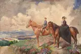 Pierre and Louise Bracquemond on a horse ride by Marie Bracquemond, Watercolour and graphite, sold Apr 2024