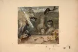 Famille à l'aquarium by Félix Bracquemond, Aquarelle, fusain et rehauts gouache blanche, trait de crayon, sold Apr 2024