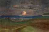 Coucher de soleil sur les cheminées d’usines by Félix Bracquemond, Aquarelle gouachée sur traits de crayon, sold Apr 2024
