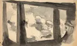 Jeune femme regardant par la fenêtre d'un train by Félix Bracquemond, Lavis gris et noir sur traits de crayon, sold Apr 2024