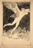 La Renommée survolant Paris, étude pour un diplôme by Félix Bracquemond, Plume et encre noire, lavis d'encre noire et crayon noir, sold Apr 2024