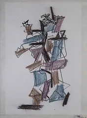 Untitled by Himmat Shah, Ink and pastel on paper, sold Nov 2012