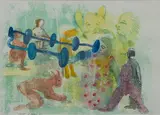 Hamlet by Nalini Malani, Mixed media on arches paper, sold Nov 2012