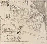 The Spinning of Tales: Old and New by Rekha Rodwittiya, Etching on paper, sold Jul 2012
