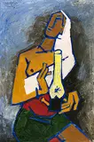 Untitled by M. F. Husain, Oil on canvas, sold Jul 2012