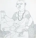 Untitled by K. Laxma Goud, Pen on card pasted on board, sold Jul 2012