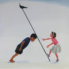 Boy and Girl Playing by T M Azis, Acrylic on canvas, sold Jul 2012