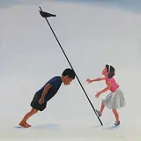 Boy and Girl Playing by T M Azis, Acrylic on canvas, sold Jul 2012