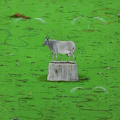 Sacred Cow by Alok Bal, Acrylic and emulsion on canvas, sold Jul 2012